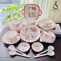 Bộ đồ ăn Mèo Kitty Hồng xinh quá xinh - Hàng nhập khẩu