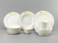 Bộ Đồ Ăn Minh Long Jasmine IFP Chỉ Vàng 22 Sp GIá In Logo Thế Giới Di Động