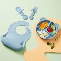 Bộ đồ ăn silicone cho trẻ em/khay ăn/dĩa/muỗng/bib/bát/cốc nước/bộ tập luyện cho trẻ em