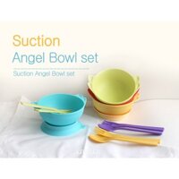 Bộ đồ ăn tô bám dính từ dừa cho trẻ từ 6 tháng tuổi UINLUI Coconut Suction Angel Bowl Set, Hàn Quốc