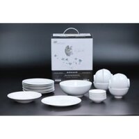 Bộ đồ ăn Tô, Chén, Đĩa, 12 sản phẩm sứ trắng OHIO cao cấp và 22 sản phẩm sứ trắng OHIO cao cấp.