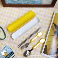 Bộ đồ ăn trẻ em hoạt hình, bộ ba món gồm nĩa, thìa, đũa, quà tặng mẫu giáo, bằng thép không gỉ, di động