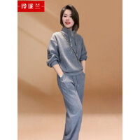 Bộ đồ áo nỉ hai mảnh dành cho nữ 2025 Xuân Thu Phong cách mới Thể thao Kích thước: M-L-XL-XXL-XXXL