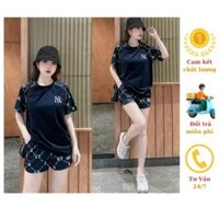 Bộ đồ áo thun xanh đen cotton 100% thêu Chữ N.Y trẻ trung cá tính