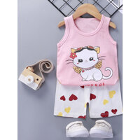Bộ đồ ba lỗ cho bé vải cotton họa tiết động vật dễ thương