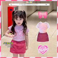 Bộ đồ Barbie bé gái mùa hè Phiên bản Hàn Quốc Quần áo trẻ em Áo thun Cotton nguyên chất + Váy ngắn Màu hồng ngọt ngào Bộ đồ trẻ em