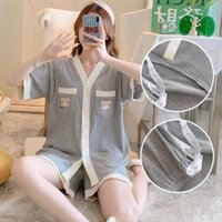 Bộ đồ bầu áo cộc quần đùi  mặc nhà dễ thương hoạt hình pyjama thời trang mùa hè chất gân đẹp BL872