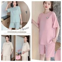 Bộ đồ bầu đùi chất thun mềm mại thoáng mát mặc bầu và sau sinh BB816