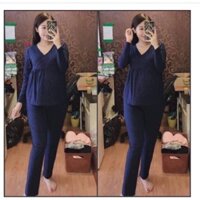 BỘ ĐỒ BẦU SAU SINH COTTON CỔ TIM CHÉO-HÀNG CAO CẤP LOẠI 1