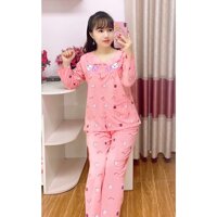 Bộ Đồ Bầu Sau Sinh Gấu Cúc Giữa Dài Tay Quần Chỉnh Chun mặc nhà và cho con bú BD914 - BD914 hồng