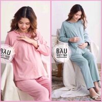 Bộ đồ bầu sau sinh mặc nhà Hàn Quốc, chất cotton, thoáng mát, tiện cho mẹ - Pi & Tý Kids