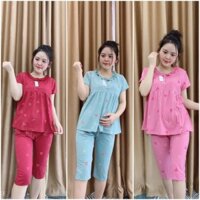 Bộ đồ bầu sau sinh mặc nhà Hàn Quốc, chất cotton, thoáng mát, tiện cho mẹ ty - HT-KidsMomy