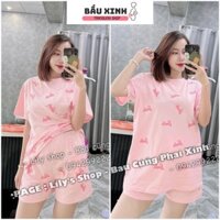 Bộ Đồ Bầu Sau Sinh Thun Cotton Cộc Đùi Barbie