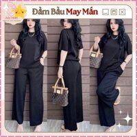 Bộ Đồ Bầu thun nữ quần dài tay cộc Size 40- 90kg Bộ thun tăm lạnh Bầu mặc thoải mái JULYMOM