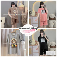 Bộ Đồ Bầu Và Sau Sinh Cộc Thun Cotton Mặc Nhà Hình Gấu