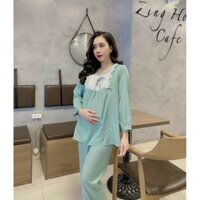 Bộ đồ bầu và sau sinh dài tay chất đũi lụa cao cấp,có khoá kéo cho con bú cực kỳ xinh A010