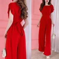 Bộ đồ bay jumpsuit thiết kế nhúng vai cột dây nơ cao cấp 2 màu TL