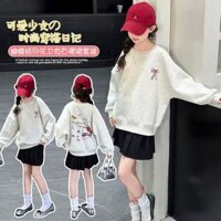 Bộ đồ bé gái 3-14 tuổi Bộ đồ trẻ em Bộ đồ trẻ em Bộ đồ trẻ em Bộ đồ áo nỉ bé gái Bộ đồ áo nỉ hoạt hình Váy xếp li Bộ đồ hai mảnh