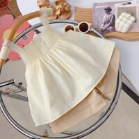 Bộ Đồ Bé Gái Áo 2D Xếp Ly Quần Nâu Size 8-23kg