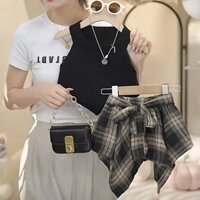 Bộ đồ bé gái Bộ đồ bé gái 2024 Thời trang trẻ em Áo Vest nữ Culottes Bộ đồ hai mảnh Váy bé gái 7.31