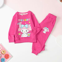 Bộ đồ bé gái, bộ nỉ da cá Melody cho bé gái 2-8y (10-25kg) LITIBABY. Chất nỉ dày dặn, mềm mịn, thấm hút mồ hôi