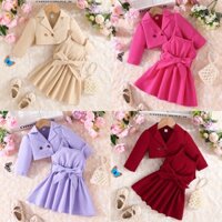 Bộ Đồ Bé Gái Gồm 2 Món Mùa Hè Áo Thun Cài Nút Tay Dài váy yếm Hai Dây Họa Tiết Set Quần Áo Cho Bé Trẻ em 6 Tháng - 4 Tuổi Sơ Sinh