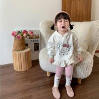 Bộ Đồ Bé Gái Hàn Quốc 2024 Phong Cách Mới Hoạt Hình Mèo Trung Dài Có Mũ Trùm Đầu Phù Hợp Với Bé Gái Quần Legging Mùa Thu Bộ Đồ Hai Mảnh