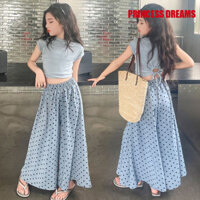 Bộ Đồ Bé Gái Mùa Hè 2025 Áo Thun Chấm Bi + Quần Skinny Thời Trang