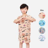 Bộ đồ bé trai chất vải Lanh quần đùi áo cộc tay cổ tàu thời trang Việt Thắng - B63.5009