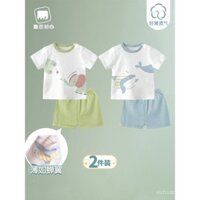 Bộ đồ bé trai quần short ngắn tay bé trai quần áo mùa hè quần áo trẻ em áo phông 100% cotton quần áo trẻ em Bộ đồ hai chiếc