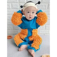 Bộ đồ bò cho bé trai và bé gái, bộ jumpsuit mùa xuân và mùa thu, quần áo bò cho trẻ sơ sinh, đệm đầu gối chống bụi bẩn, bộ đồ lau sàn