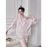 Bộ đồ bộ đồ mặc nhà thương hiệu la-tim chính hãng quần đùi áo cánh dơi tay ngắn lụa cao cấp L004