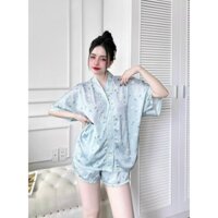 Bộ đồ bộ đồ mặc nhà thương hiệu la-tim chính hãng quần đùi áo cổ V cánh dơi tay ngắn lụa cao cấp L009