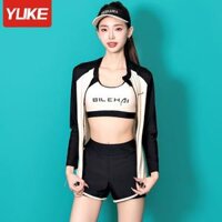 Bộ đồ bơi ba mảnh bảo thủ dành cho nữ 2024 mới che bụng giảm béo quần chống nắng đi nghỉ áo tắm suối nước nóng áo tắm nữ đồ bơi nữ tay dài quần lửng