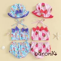 Bộ đồ bơi bé gái tập đi Bộ đồ bơi dâu tây / nàng tiên cá 3 mảnh Bộ đồ tắm đi biển mùa hè