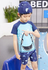 Bộ đồ bơi bé trai ÁO QUẦN VÀ NÓN boi cá mập có vây dễ thương