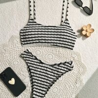 Bộ đồ bơi Bikini đi biển sọc thời trang nữ 2 món