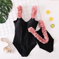 Bộ Đồ Bơi Bikini Hở Lưng Họa Tiết Cánh Hoa Dành Cho Mẹ Và Con Gái