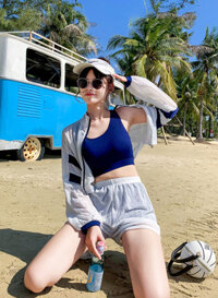 Bộ đồ bơi bikini nữ 2 mảnh kèm áo ren tay dài đi tắm biển, đi tập yoga, tập gym - B12 - S