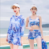 Bộ đồ bơi bikini nữ kín đáo chống nắng hot trend 2024 đi tắm biển, tập yoga, tập gym kèm áo khoác ngoài