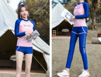 Bộ đồ bơi, bikini tắm biển nữ kín đáo quần áo dài che nắng - B.38 - Hồng - S