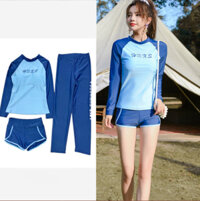 Bộ đồ bơi, bikini tắm biển nữ kín đáo quần áo dài che nắng - B.38 - Xanh - S