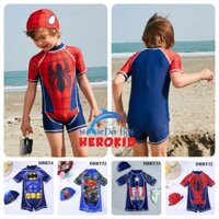 Bộ đồ bơi liền thân siêu nhân người nhện kèm nón bơi cho bé trai BT32