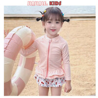 Bộ đồ bơi màu hồng cho bé gái, bộ đồ bơi xẻ khô nhanh cho bé gái, đồ bơi dài tay cho bé