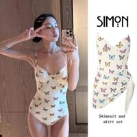 Bộ đồ bơi một mảnh, bộ bikini gợi cảm mới 2024 với miếng lót áo ngực và váy dành cho nữ dự tiệc đi biển