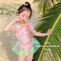 Bộ Đồ Bơi Một Mảnh Kiểu Công Chúa Sarong Hàn Quốc Dễ Thương Cho Bé Gái