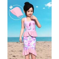 Bộ đồ bơi nàng tiên cá Ariel set 4 món cho bé gái đi biển đi bơi ( bé 17-36kg)