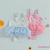 Bộ đồ bơi nàng tiên cá cho bé gái Bộ đồ tắm in hình không tay sáng bóng