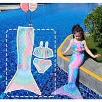 Bộ Đồ Bơi Nàng Tiên Cá Xinh Xắn Cho Bé Gái 3 mảnh- Hàng có sẵn