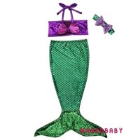 Bộ đồ bơi nàng tiên cá MG-BabyGirl Bộ ba mảnh đuôi Sequin vảy cá cho trẻ em